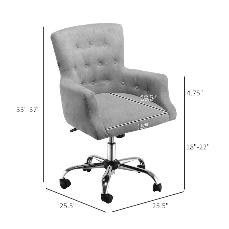 HOMCOM Swivel Computer Office Chair Button Tufted Mid Back Desk Chair for Home Study Bedroom, Carbon