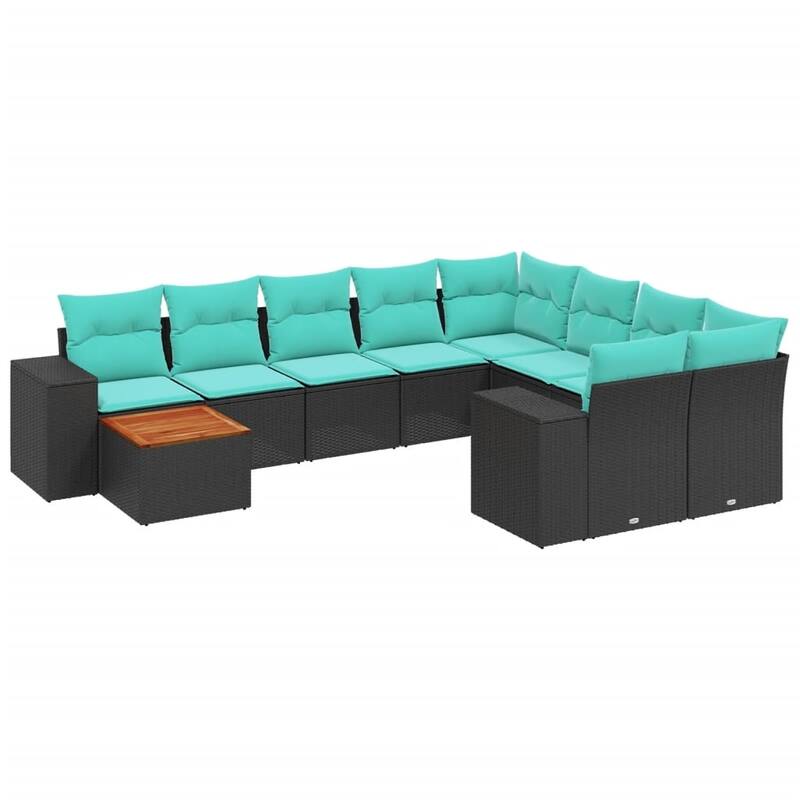 vidaXL Patio Sofa Set with Cushions Outdoor Furniture 10 Piece Poly Rattan - 24.4x 24.4x 27.2
