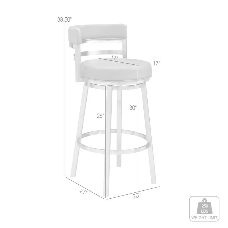 Madrid Modern Swivel Bar Stool, Upholstered Counter Height Chair with Metal Frame