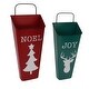 preview thumbnail 1 of 3, Set of 2 Red Noel and Green Joy Christmas Container Wall Hangings 19.75"