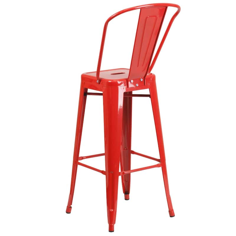 4 Pack 30" High Metal Indoor-Outdoor Barstool with Back - Kitchen Furniture