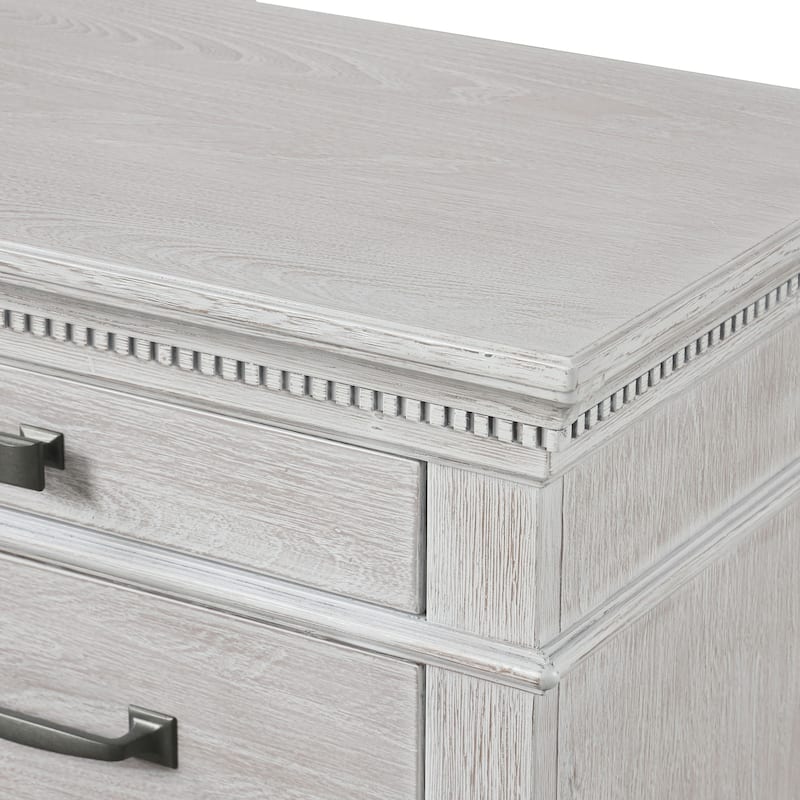 Furniture of America Eleanor 6-Piece Weathered Grey Solid Wood King Panel Bedroom Set with Dentil Molding