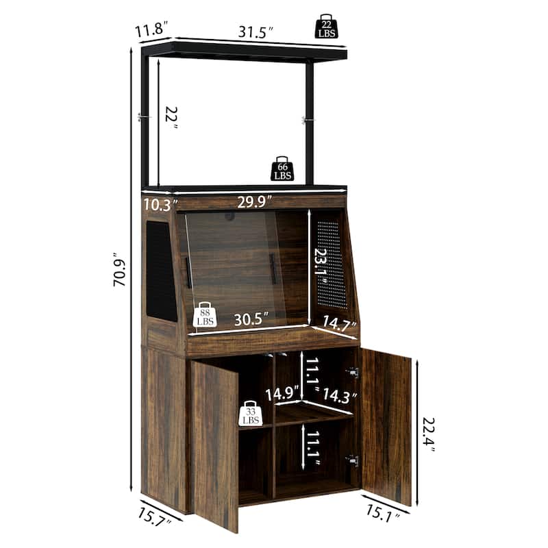 Multi-Functional Reptile Terrarium Cabinet with Sliding Glass Doors, Plant Shelf & Storage Base Vivarium Stand with Lighting Bar