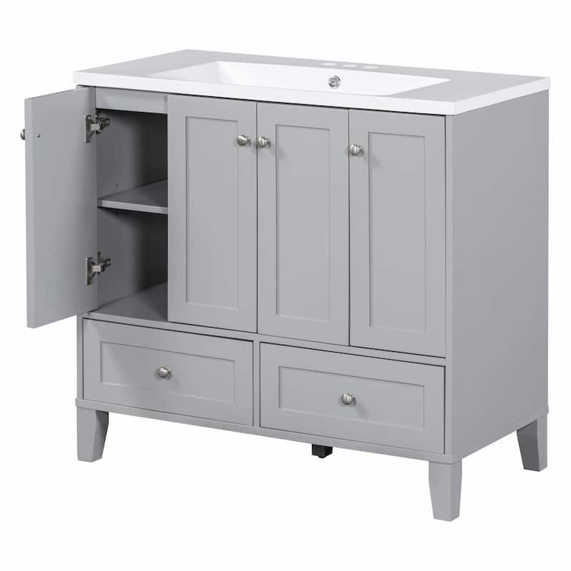 36'' Freestanding Bathroom Vanity with Resin Sink Combo
