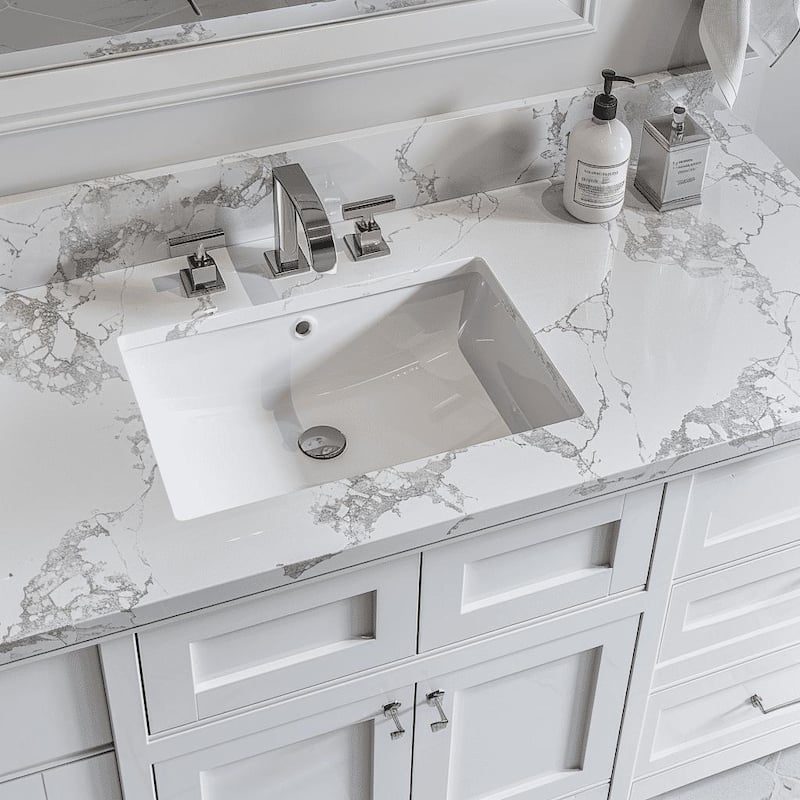 Whisperlace Engineered Marble Bathroom Vanity Top with Sink