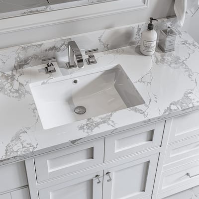 Whisperlace Engineered Marble Bathroom Vanity Top with Sink
