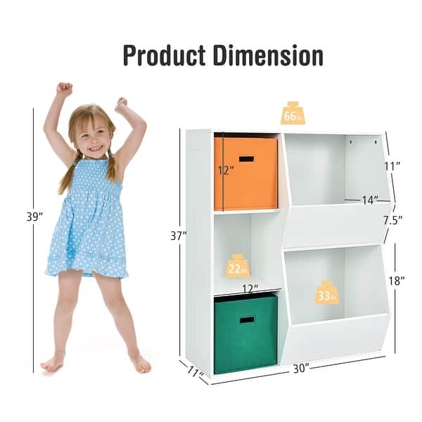 5 Cubbies Kids Toy Storage Organizer Children Bookshelf Bookcase