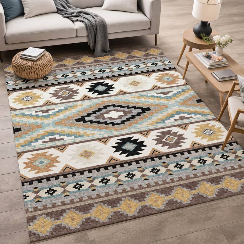 Machine Washable Indoor/ Outdoor Modern Ottawa Chantille Rug