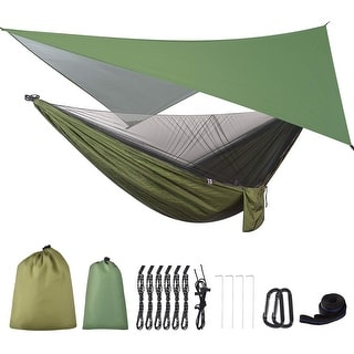 Camping Hammock with Rain Fly Tarp and Mosquito Net Tent Tree Straps ...