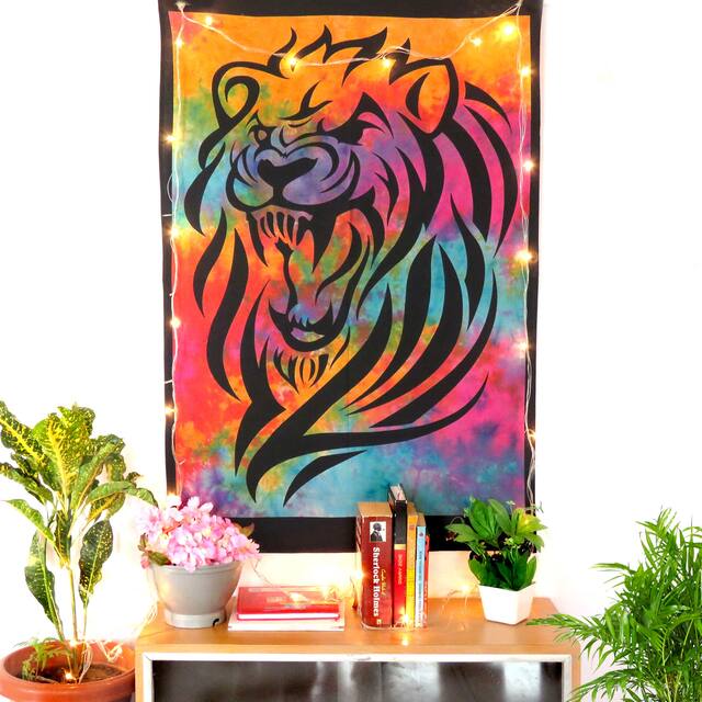 Oussum Lion Cotton Tapestry Bohemian Wall Tapestries Decor Elephant Print Throw Blanket living Room Decorative Poster