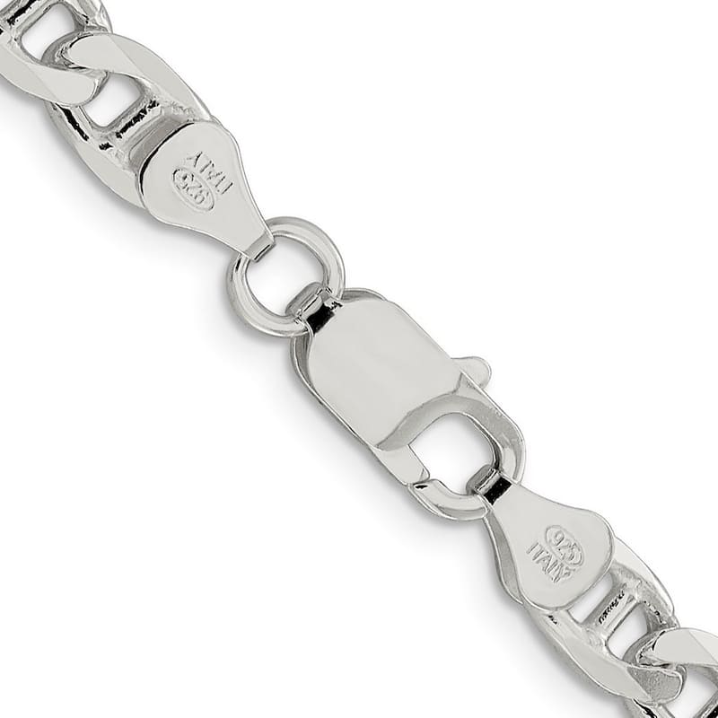 Curata 925 Sterling Silver 6.5mm Flat Cuban Anchor Chain Necklace Options: 18 20 22 24 26