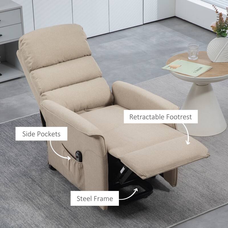 HOMCOM Power Lift Recliner Chair for Elderly, Easy Assembly, Fabric Lift Chair with Remote Control