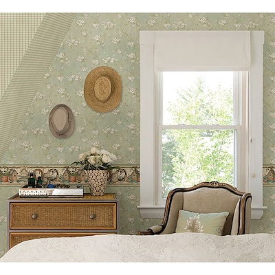 Flowers Margo Dixie Green Floral Trail 15' L X 6 W Wallpaper Roll