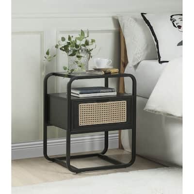 Nightstand Accent Table in Black Finish