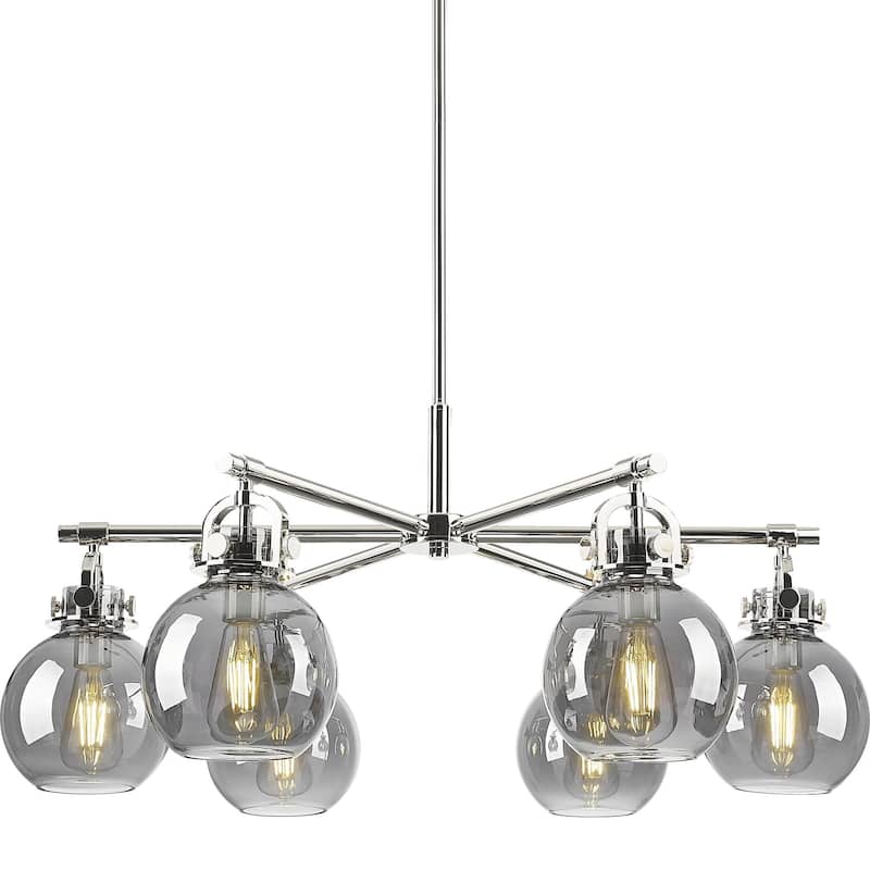 Innovations Lighting 410-6CR-16-26 Newton Sphere Chandelier Newton - Polished Nickel / Light Smoke