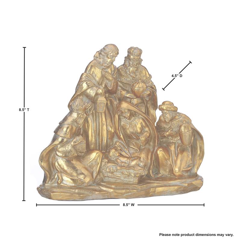 8.5" Resin Golden Nativity Scene