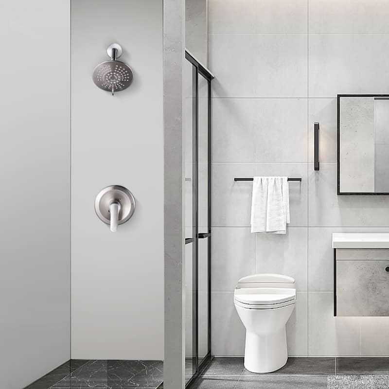 WOWOW Single Handle 5-Spray Round Shower Faucet with Valve