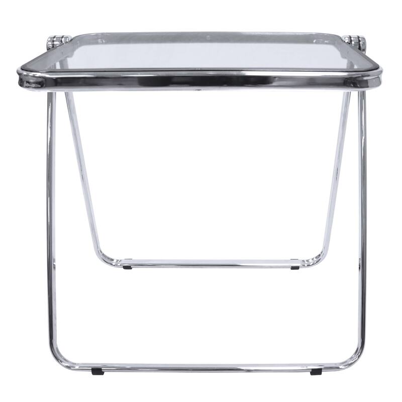 LeisureMod Lawrence Square Plastic Folding End Table with Iron Frame