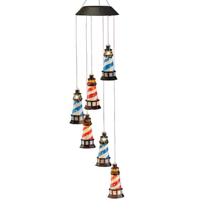 Solar Powered Nautical Lighthouse Garden Mobile - 5 x 28.75 x 5