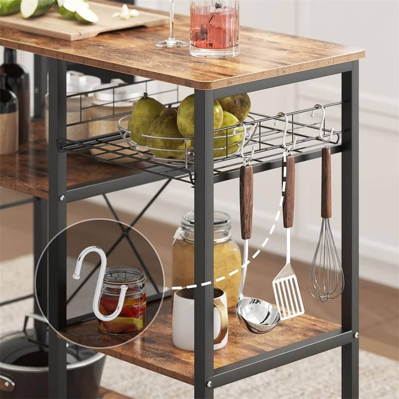 3-Tier Kitchen Baker's Rack Storage Cart Workstation Shelf - 15.7"D x 35.4"W x 32.7"H