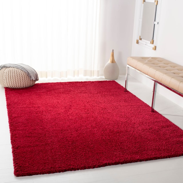 SAFAVIEH August Shag Solid 1.2-inch Thick Area Rug - 10' x 14' - Red