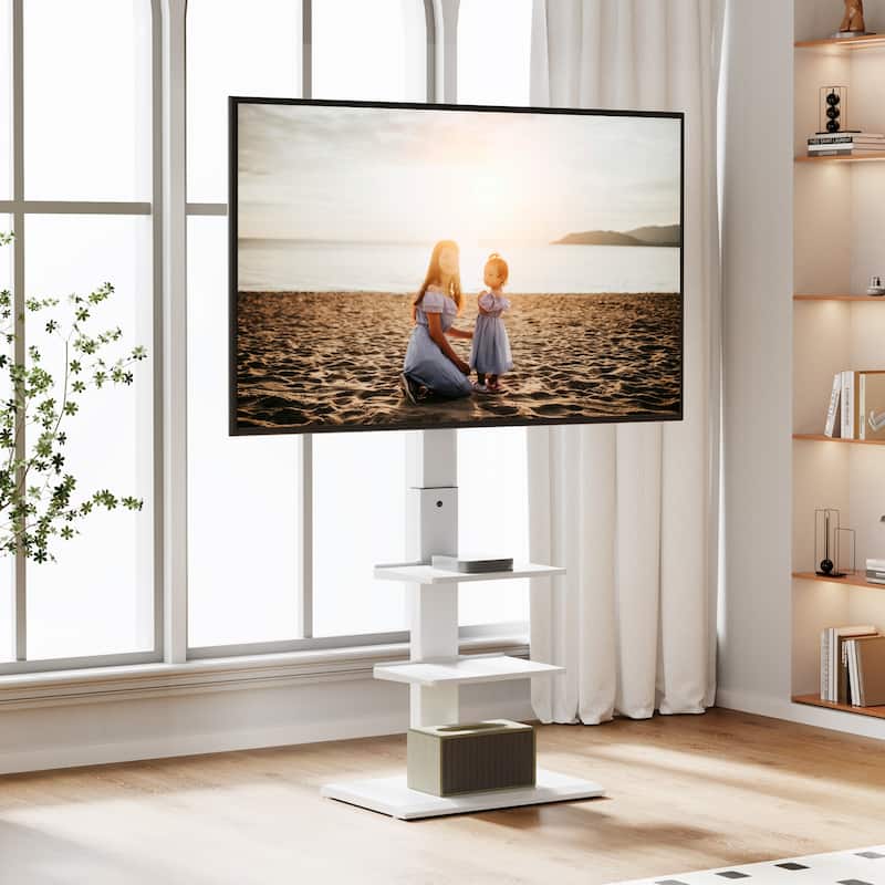 FITUEYES White Metal Base TV Stand for 32-75 inches TVs - White