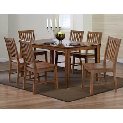 Rectangular Dining Table Set with 6 Chairs - 60" Table, Seats 7 - Home Kitchen Furniture