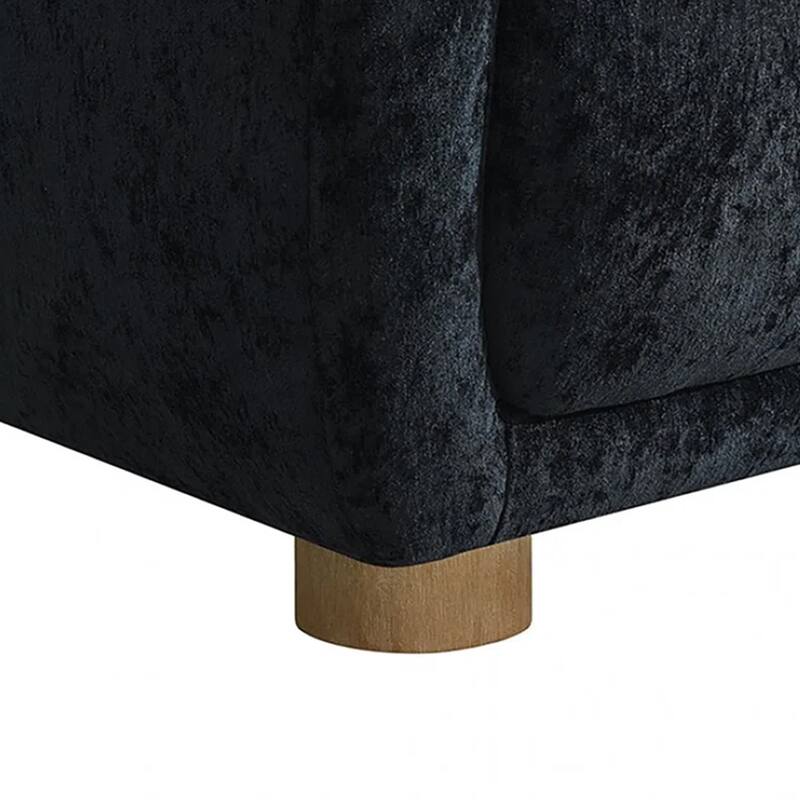 Oliver 2pc Sofa Loveseat Set, Round Sloped Arms, Soft Black Chenille