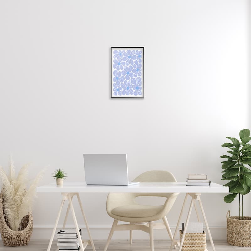 Stupell Blue Blooms Patterned Framed Giclee Art Design By Martina Pavlova