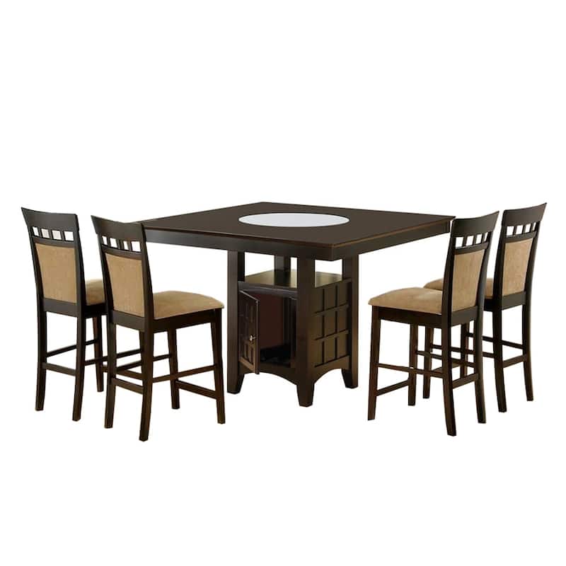 Square Counter Height Dining Set in Cappuccino - 5-Piece Sets