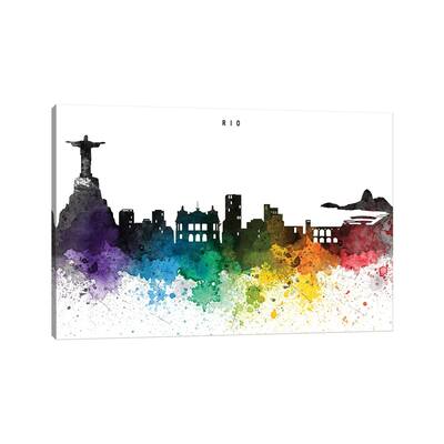 iCanvas "Rio De Janeiro Skyline, Rainbow Style" by WallDecorAddict Canvas Print