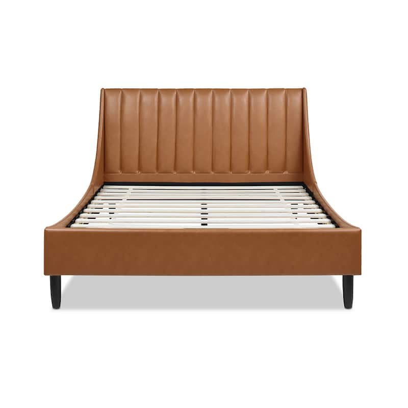 Willow Faux Leather Channel Tufted Platform Bed Set