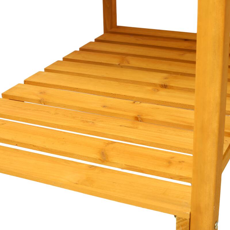 Countryside Style Natural Wood Garden Bed with 8 Grid Dividers and Protective Liner, Suitable for Herb Vegetables Flowers