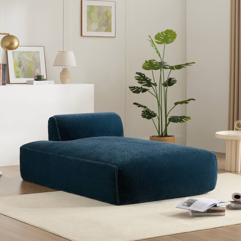 Roomfitters Right-Facing Modular Sofa with Foam-Filled Seat, Compressed Floor Couch for Living Room, No Assembly Needed - Navy Blue