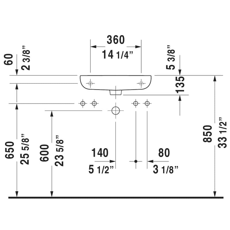 Duravit D-Code 19-5/8" Specialty Ceramic Wall Mounted Bathroom Sink