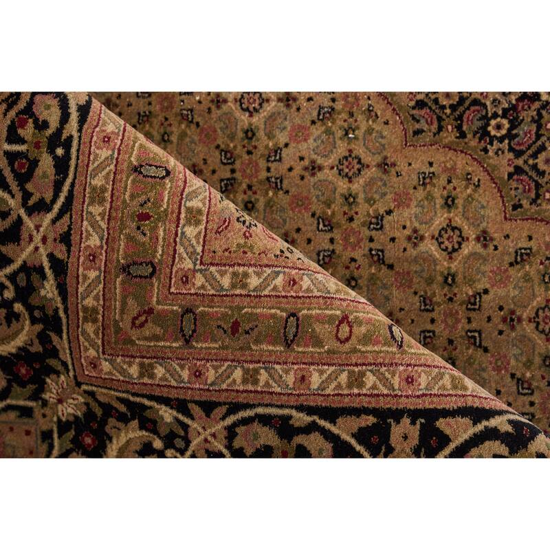 EXQUISITE RUGS ONE-OF-A-KIND Super Fine Tabriz Hand Knotted Beige/Black Rug - 8'x10'