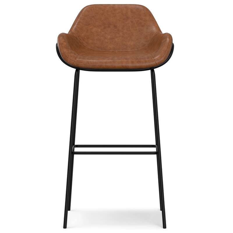WYNDENHALL Zaniyah Contemporary Bar Stool in Distressed Vegan Faux Leather - 20.3" D x 18.5" W x 40" H