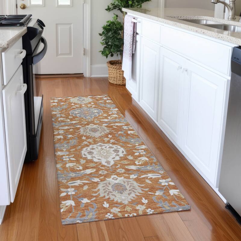 Premium Washable Super Soft Traditional Majestic Mayfield Rug - Copper - 2'3" x 7'6"