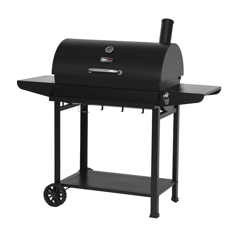 Royal Gourmet Barrel Charcoal Grill with Front Basket, Black
