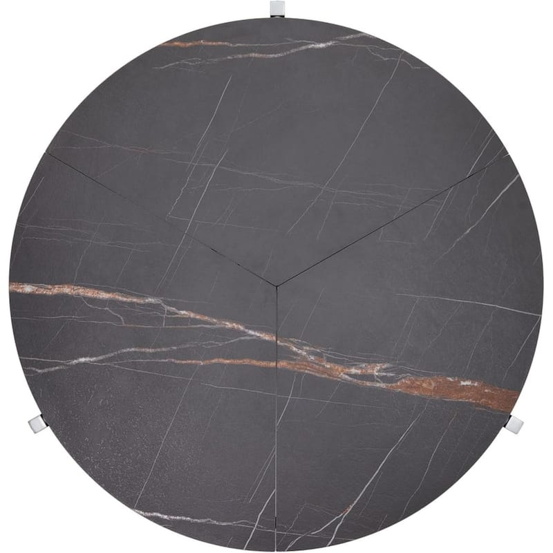 Black Carrera Foldable Round Trifold Table 35" Space-Saving Multi-Use