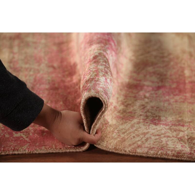 Contemporary Indian Area Rug Hand-Knotted Abstract Wool Carpet - 5'6"x 7'9"