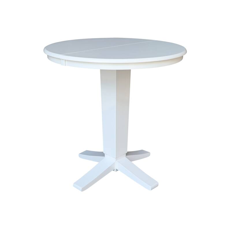 36 in Round Counter Height Extension Dining Table with 12 in Leaf and Stools