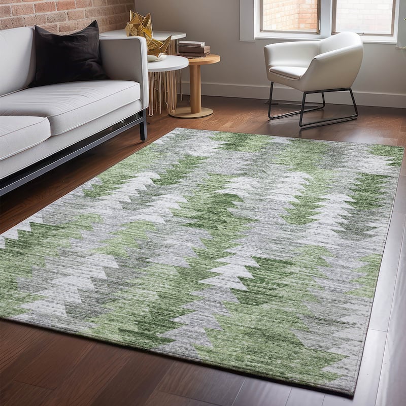 Premium Washable Super Soft Modern Global Mayfield Rug - Green - 3' x 5' - Rectangle
