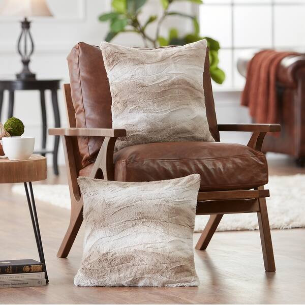 slide 2 of 7, Chanasya Faux Fur Embossed Falling Leaf Throw Pillow Cover (Set of 2)