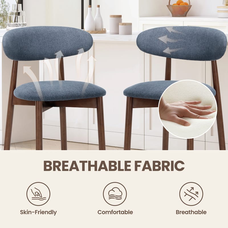 RENEWLINE Mid-Century Modern Upholstered Bar Stools with Backrest - Solid Wood Legs Counter Height Stools