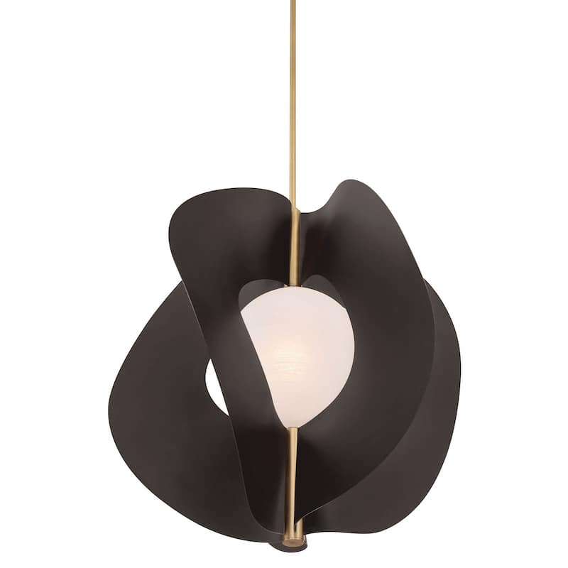 Minka Lavery 3951 Gloria 24" Wide Pendant with Etched Seedy Glass - Dark Bronze / Legacy Brass