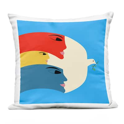 Stupell Peaceful Dove with Faces Printed Outdoor Throw Pillow Design by Carrie Cantwell