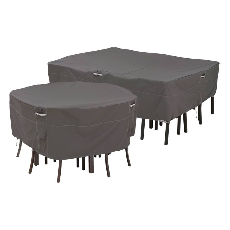 Classic Accessories Ravenna Water-Resistant 88 Inch Rectangular/Oval Patio Table & Chair Set Cover