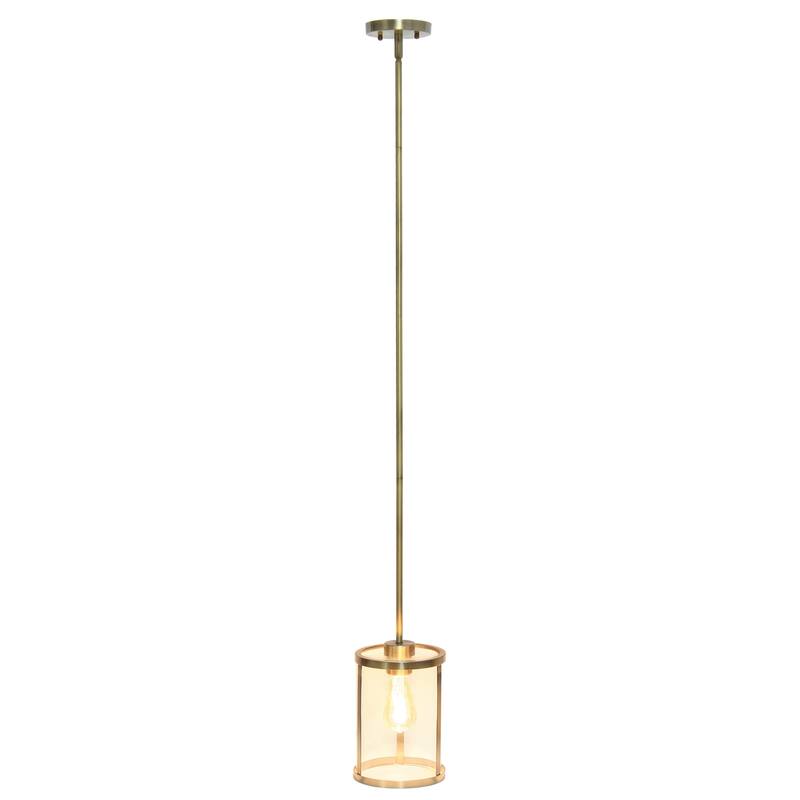 Craftsman 9.25" 1-Light Pendant - Antique Brass Metal & Glass - Kitchen Island Foyer Lighting - 9.5