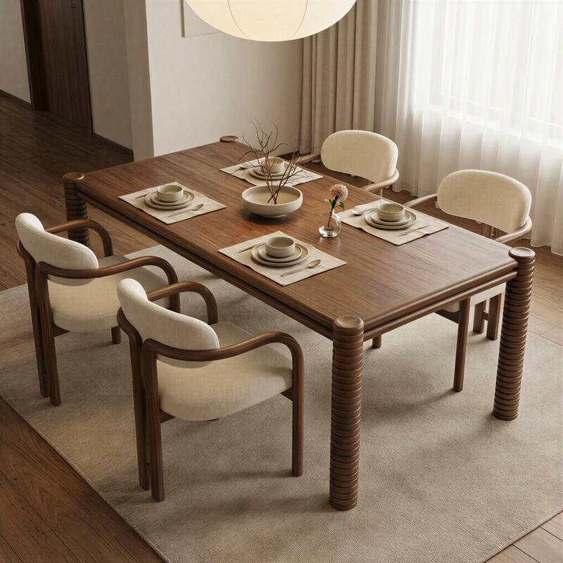Studio London Ellis Dining Table Mid-Century Rectangular Walnut Acacia Finish